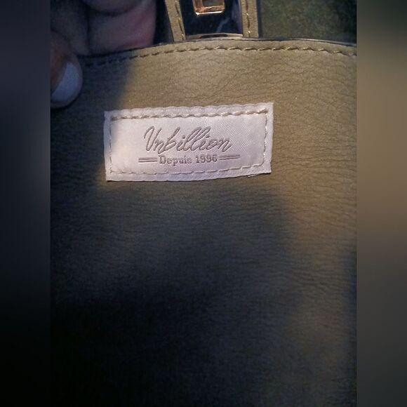 UNBILLION Fall Forest Green Depuis 1996 Tote Vegan Leather Faux Shearling Purse - Picture 6 of 13